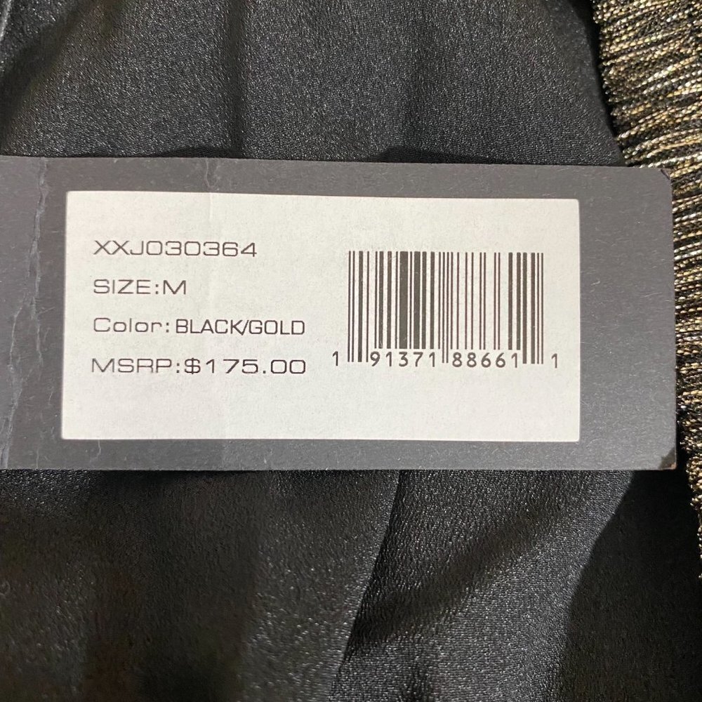 Halston Heritage Black Metallic Jersey Midi Skirt Pleated - Picture 5 of 7